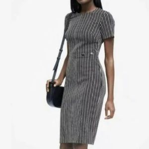 Banana Republic Short Sleeve Black and White Striped MIDI Dress Size 8